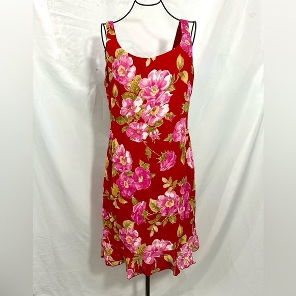 Vintage Andrea Polizzi for Rex Lester floral red mini dress size 6 - Picture 1 of 10